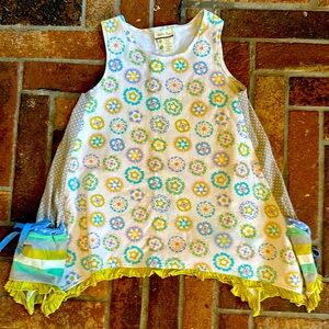 Matilda Jane Trapeze Top medallion/stripe/dots Size 8